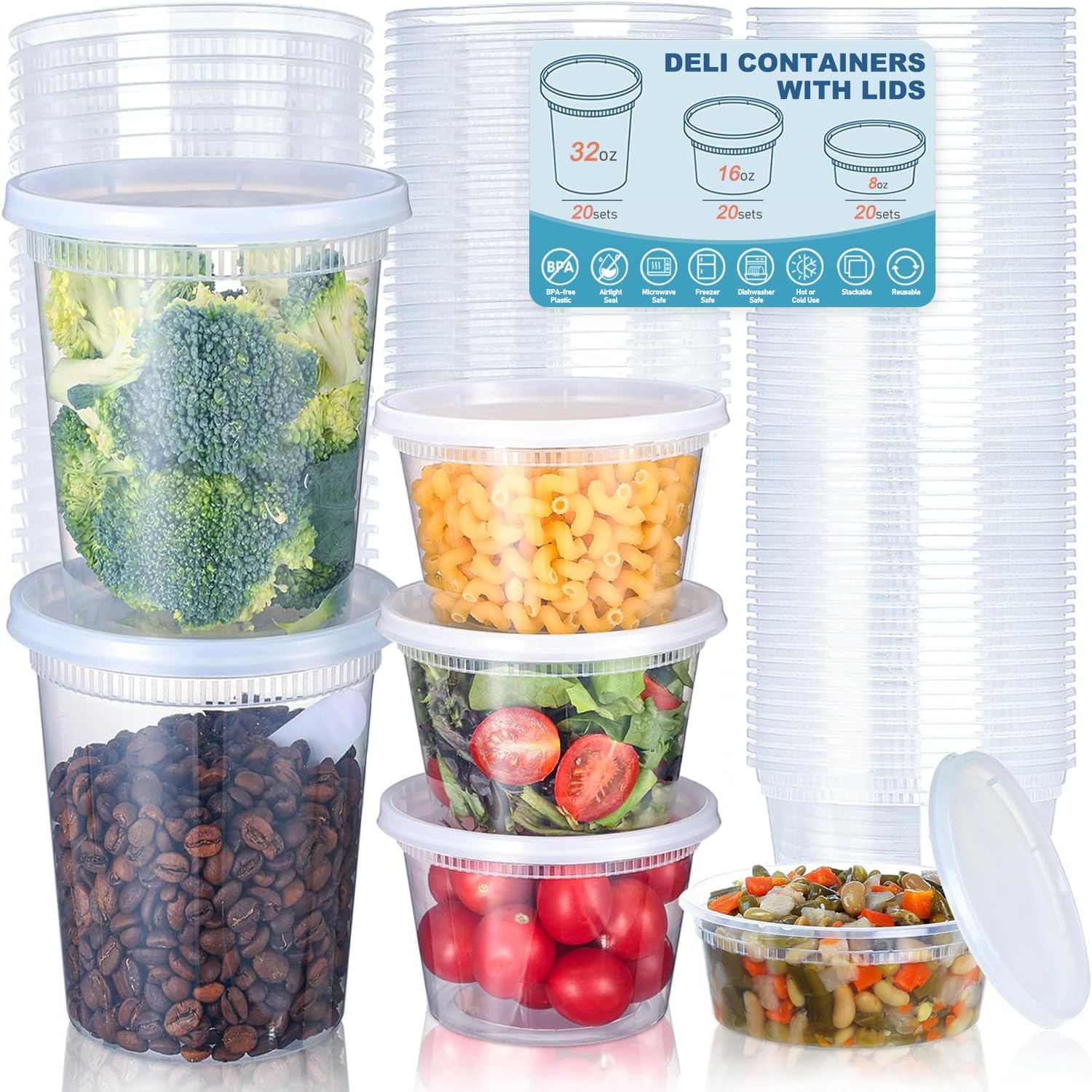 Food Storage Freezer Containers - 24 pièces conteneurs de stockage des