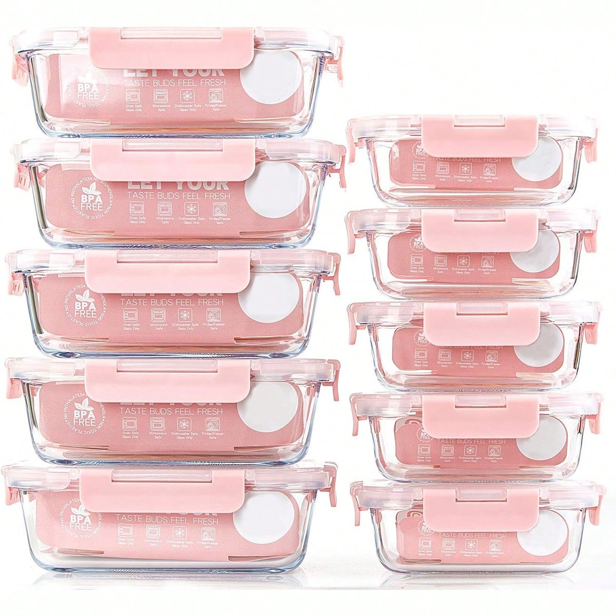 Food Storage Method - Lot de 10 récipients en verre